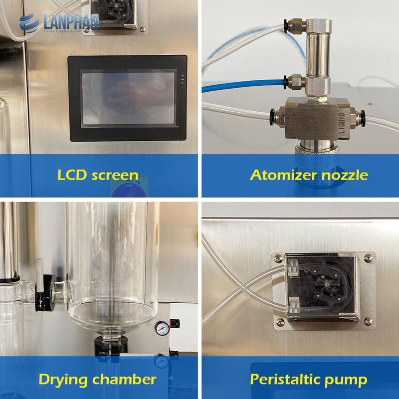 Lab Scale Mini Spray Dryer Machine with 2000mL/H Evaporation and SUS304 Material for Protein Whey Detergent Powder
