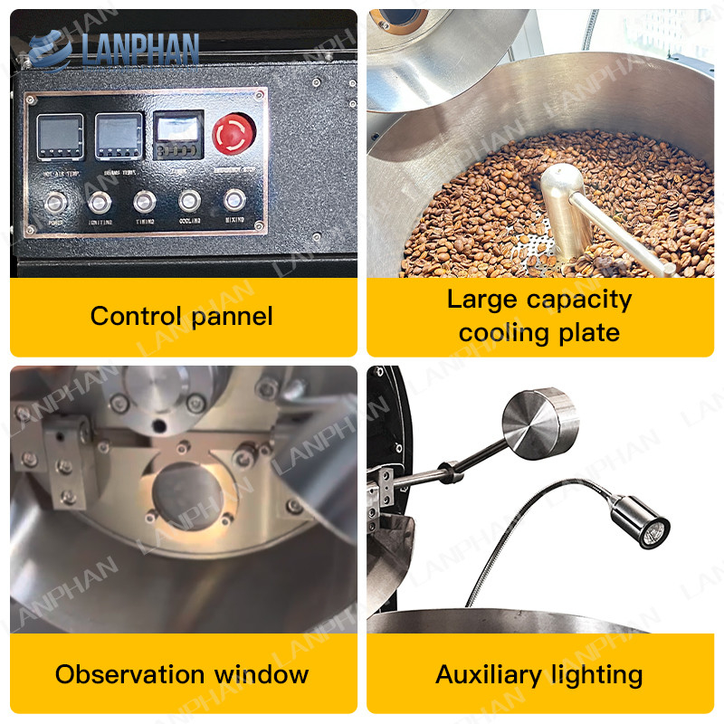 Home Gas Electric Drum Roaster Auto Roasting Machine Small Electric Home Coffee Bean Roaster