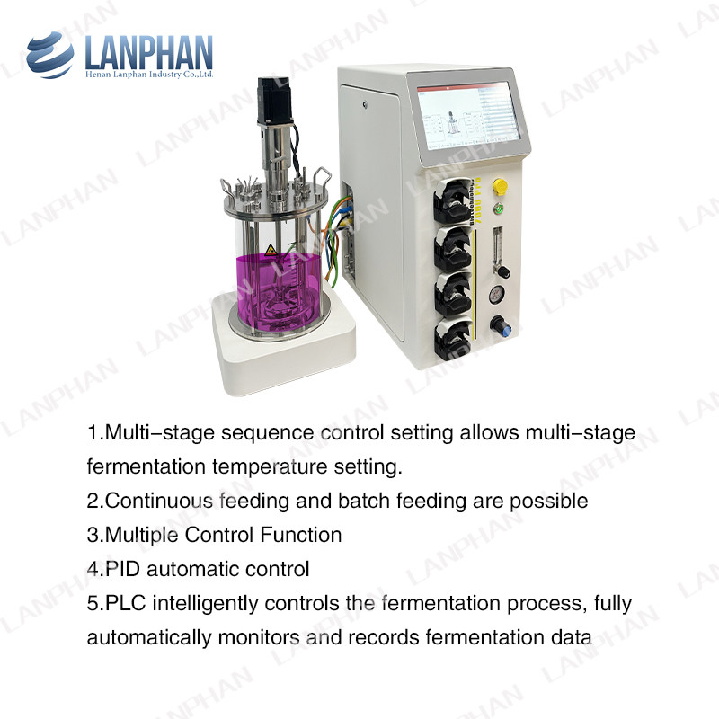 Yeast Spirulina Lab Glass Bioreactor Fermenter Bioreactor Animal Cell Culture Bioreactor 10L/5L