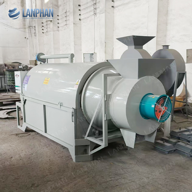Nut Roasting Machinery Roller Cocoa Bean Spice Rotary Drum Dryer Wood Rotary Drying Machine