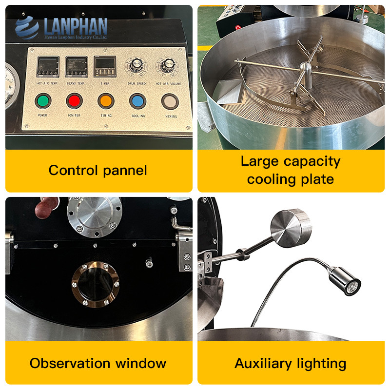 Half Hot Air Roaster Drum Half Hot Air Coffee Roaster Coffee Roaster Machine For Factory