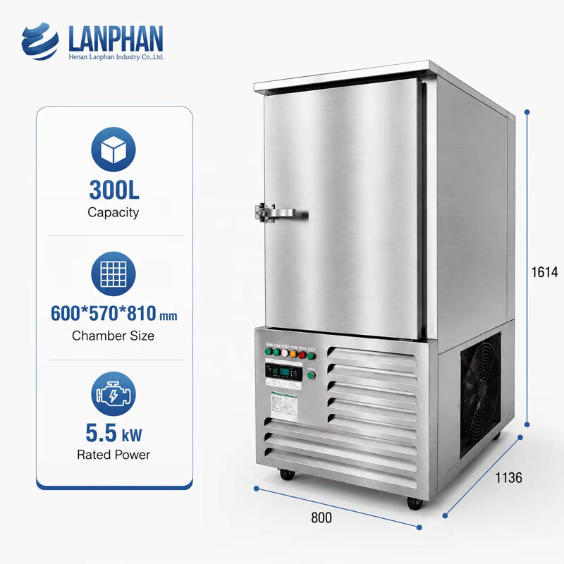 300L -80C Commercial Blast Freezer for Fisheries 10 Trays Stainless Steel Quick Deep Seafood Freezer