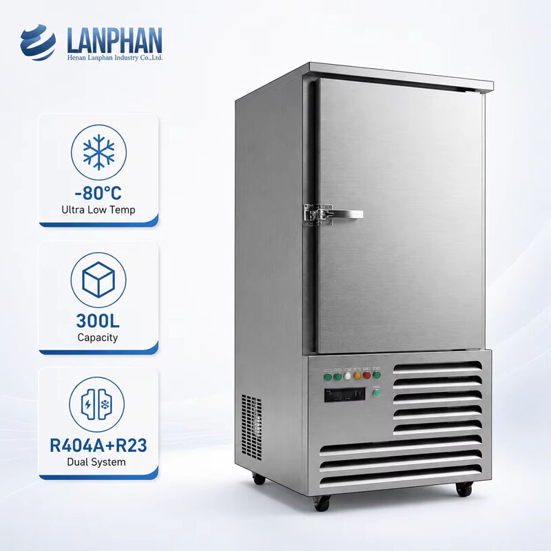300L -80C Commercial Blast Freezer for Fisheries 10 Trays Stainless Steel Quick Deep Seafood Freezer