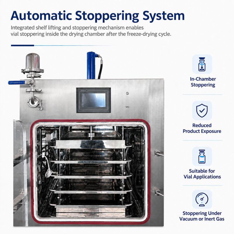 1.1M2 Automatic Hydraulic Stoppering Vacuum Freeze Dryer with Oil Heating for Vials