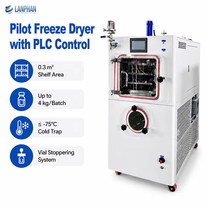 0.3m² Pilot Freeze Dryer with 4kg/Batch Capacity and Stainless Steel Construction for Pharmaceutical Lyophilization