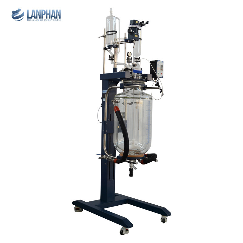 20L Dual Jacket Lab Glass Reactor Distillation Pharmaceutical Kettle Corrosion Resistant