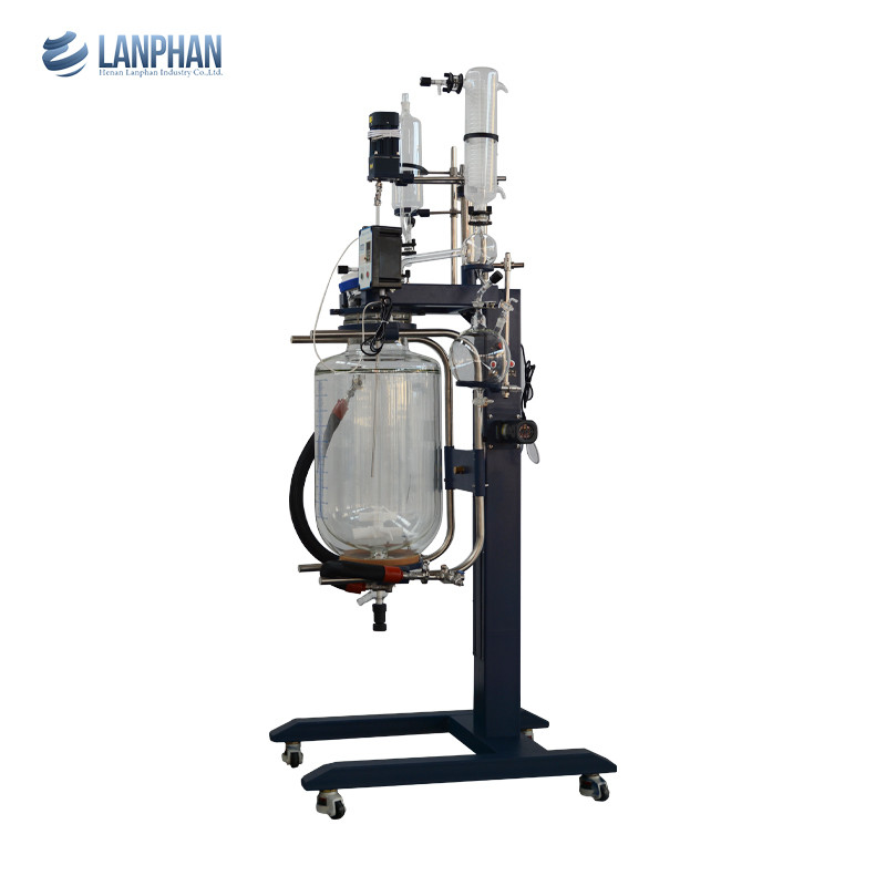 20L Dual Jacket Lab Glass Reactor Distillation Pharmaceutical Kettle Corrosion Resistant