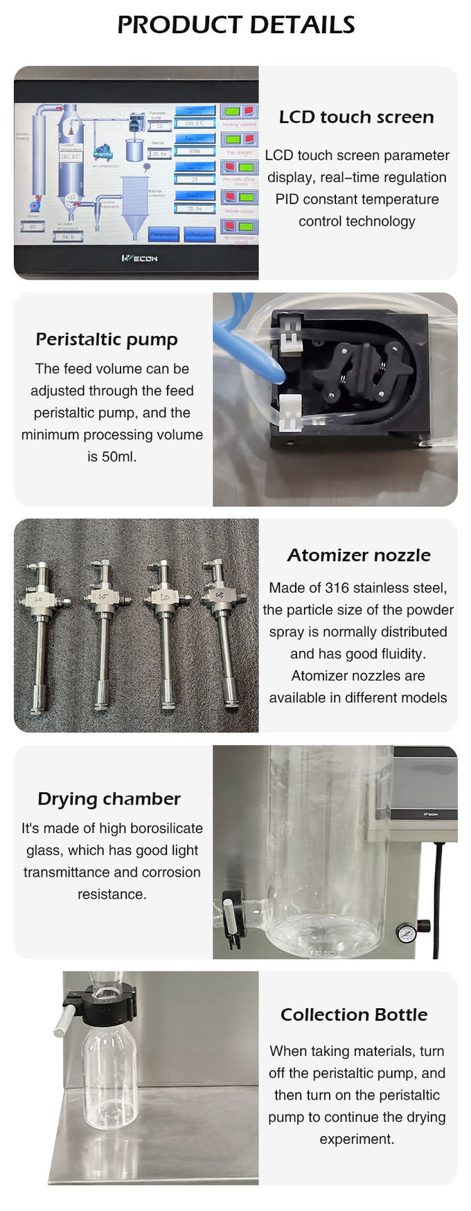 Mini Lab 2l Glass Spray Dryer For Make Milk Flavor Powder Fruit Juice Powder 1