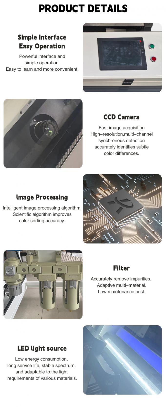 Color Sorter Machine With Ccd Camera For Rice & Grain Processing